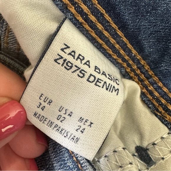 Zara Basic z1975 size 2 distressed denim skinny ripped casual Blue Jeans - Picture 8 of 8